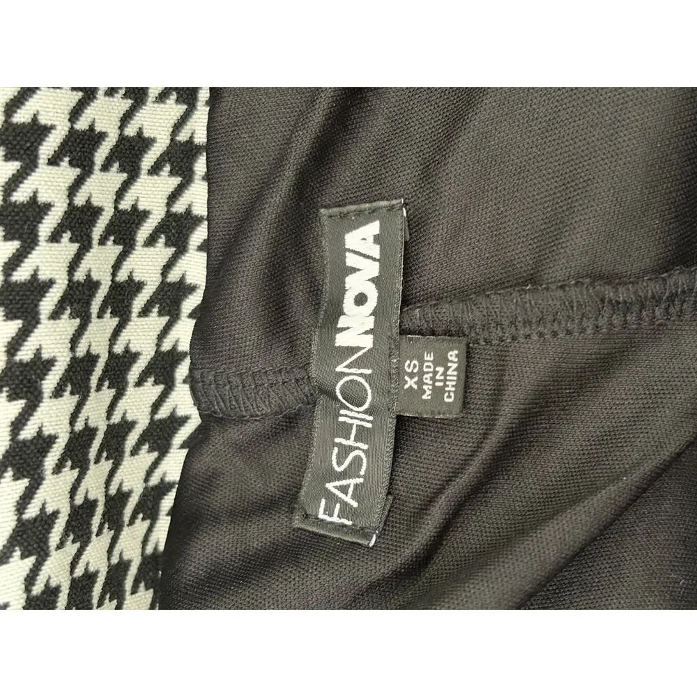 Y2K Micro Mini Pleated Skort Tennis Skirt Black White Houndstooth XS Tenniscore